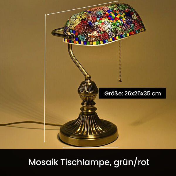 Mosaik Tischlampe, grün/rot image number 1