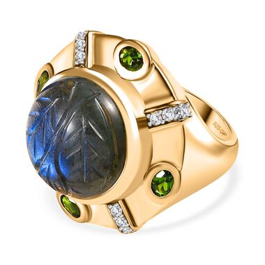 GP Italian Garden Kollektion- Labradorit, Chromdiopsid, Zirkon und blauer Saphir-Ring - 13,06 ct.