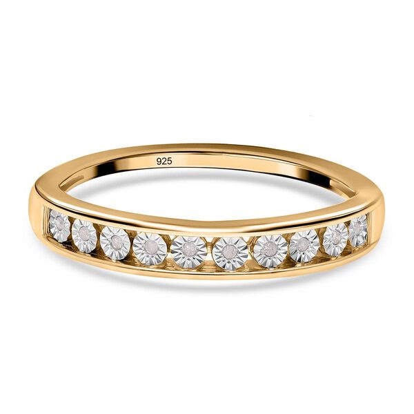 Half Eternity Diamant Ring, 925 Silber mit Gelbgold Vermeil image number 1