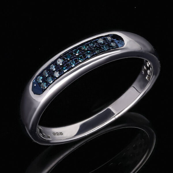 Blauer Diamant Ring, 925 Silber platiniert (Größe 20.00) ca. 0.10 ct image number 1