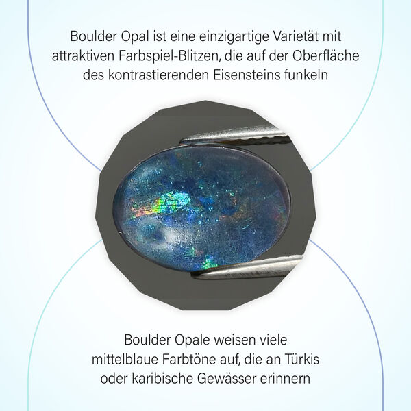 Boulder Opal Triplett und Zirkon-Ring, mit magnetischem Öffnungsmechanismus 925 Silber vergoldet  ca. 2,51 ct image number 1