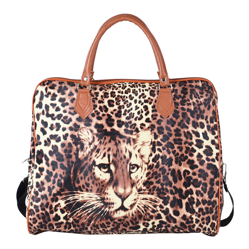 Reisetasche mit Leopardenmuster, Größe 43x20x38 cm, Braun image number 0