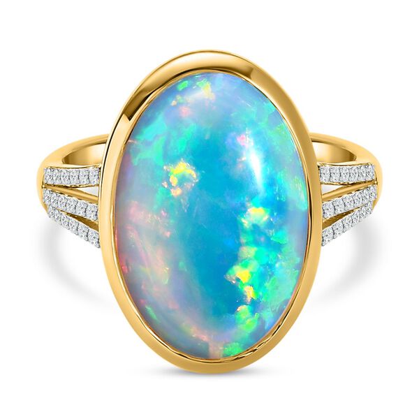 AAAA natürlicher, äthiopischer Welo Opal und Diamant-Ring in 585 Gelbgold - 8,18 ct. image number 0