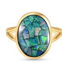 Mosaik-Opal Solitär-Ring, 925 Silber Gelbgold Vermeil, 5,43 ct. image number 0