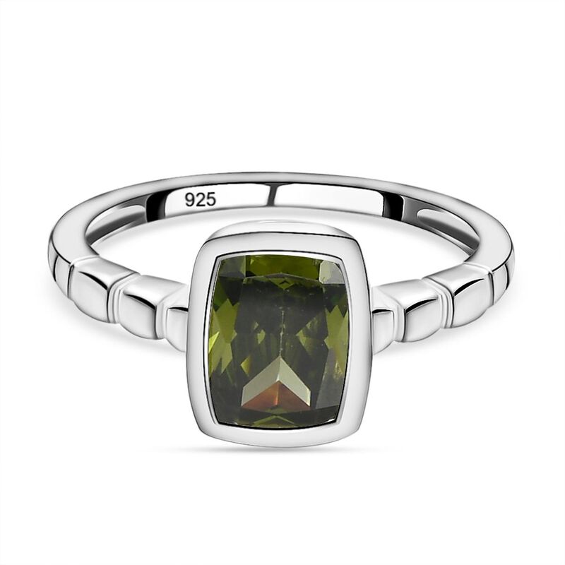 Peridot farbener Zirkonia-Solitär-Ring in 925 Silber, 2,12 ct image number 0