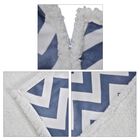 HOMESMART Zig-Zag Print Hoodie-Sherpa-Decke mit Pom Pom, Blau und weiß image number 5