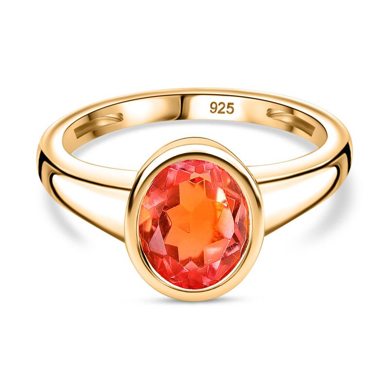 Padparadscha Quarz Triplette Ring 925 Silber 750 Gelbgold Vermeil (Größe 20.00) ca. 2,02 ct image number 0