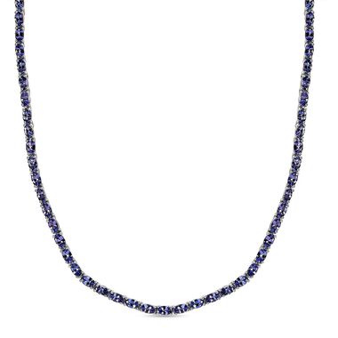 AA Tansanit 45cm Halskette, 925 Silber platiniert - 19,82 ct.