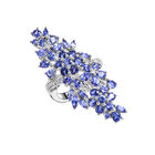 Floraler Tansanit und Zirkon-Cluster-Ring - 5,25 ct. image number 3