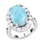 Larimar und weißer Topas-Ring, 925 Silber platiniert  ca. 8,93 ct image number 3