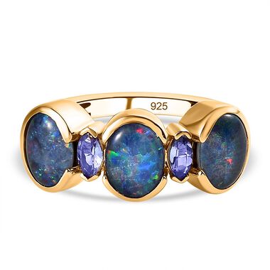 Boulder Opal Triplett und Tansanit Ring - 3,32 ct.