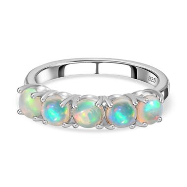 AA Natürlicher, äthiopischer Welo Opal Ring 925 Silber platiniert (Größe 16.00) ca. 0,83 ct