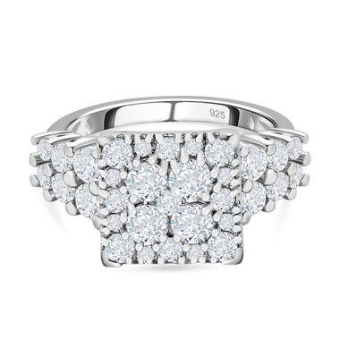 LUSTRO STELLA - weißer Zirkonia Ring, 925 Silber platiniert (Größe 19.00) ca. 3.84 ct