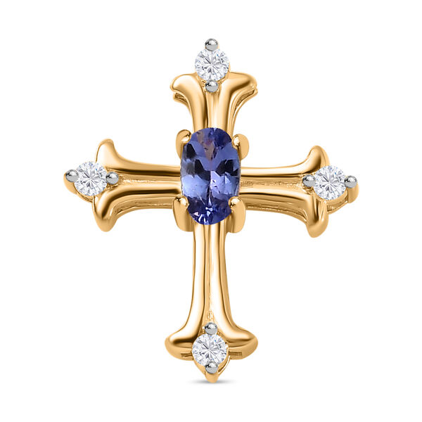 AA Smaragd und Moissanit Kreuz-Anhänger, ca. 0,34 ct. image number 0