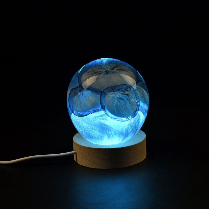 Glasball mit LED-Lichtbasis – Grau image number 0