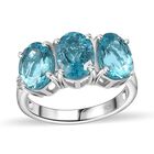 AA Paraiba-Apatit, Weißer Diamant Ring 925 Silber rhodiniert (Größe 17.00) ca. 3,76 ct image number 3