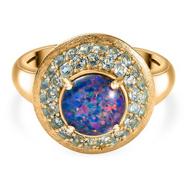 Boulder Opal Triplett und  blauer Apatit-Ring - 2,10 ct.