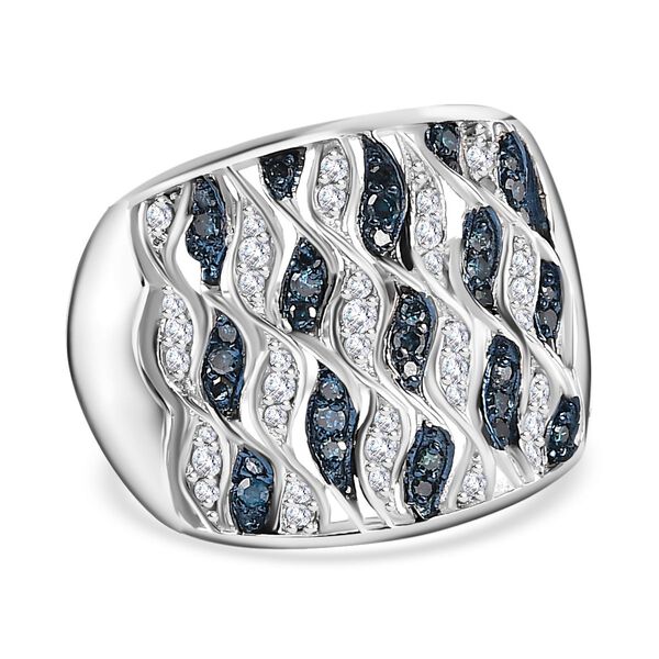 GP Royal Art Deco Kollektion - Weißer und blauer Diamant und Kanchanaburi blauer Saphir-Ring - 0,52 ct. image number 0