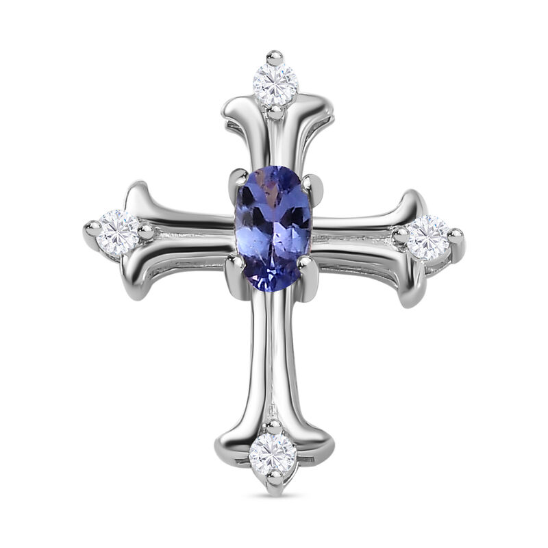 Tansanit und Moissanit Kreuz Anhänger - 0,34 ct. image number 0