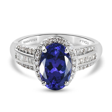 RHAPSODY AAAA Tansanit und VS EF Diamant Ring in 950 Platin - 3,78 ct.