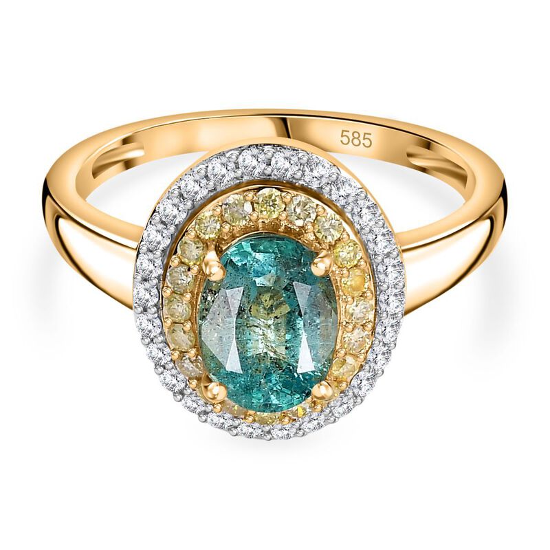 AAA Smaragd, gelber und weißer Diamant-Ring in 585 Gold - 1,45 ct. image number 0