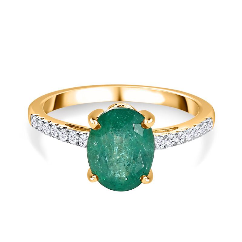 AA Kagem Sambischer Smaragd, Weißer Diamant Ring, 375 Gold (Größe 17.00) ca. 1.89 ct image number 0