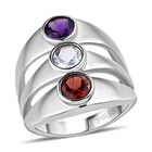 Roter Granat, himmelblauer Topas und afrikanischer Amethyst-Ring - 1,69 ct. image number 3