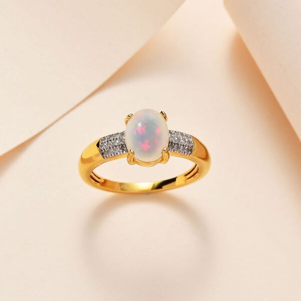 AA natürlicher, äthiopischer Welo Opal und Diamant-Ring - 1,30 ct. image number 1