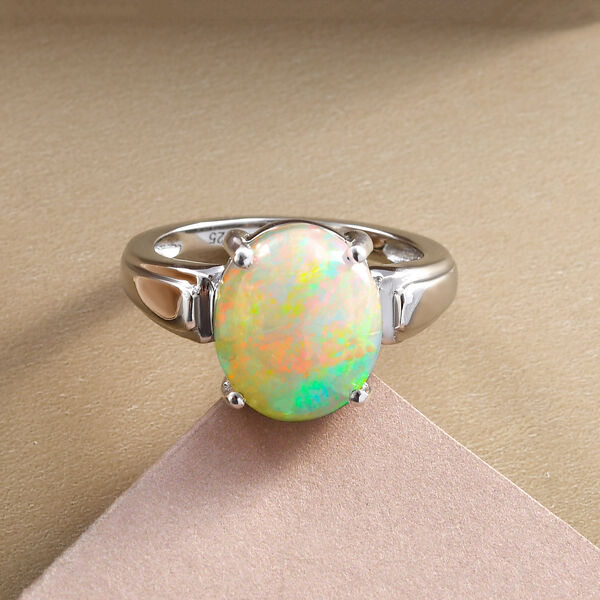 Natürlicher, äthiopischer Opal-Ring, 925 Silber platiniert  ca. 2,88 ct image number 1