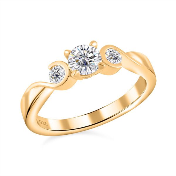 Moissanit Ring, 925 Silber Gelbgold Vermeil - 0,72 ct. image number 1