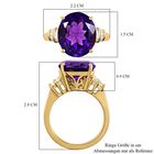 Afrikanischer Amethyst und weißer Diamant-Ring, 925 Silber vergoldet (Größe 17.00) ca. 7.12 ct image number 6