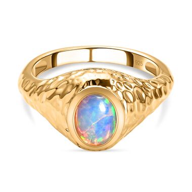 Natürlicher, äthiopischer Welo Opal-Ring, 925 Silber vergoldet  ca. 0,76 ct