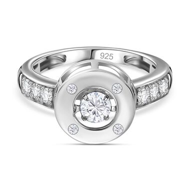 Tanzender Moissanit-Ring, 925 Silber rhodiniert- 0,48 ct.