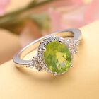 Natürlicher Peridot und Zirkon-Halo-Ring, 925 Silber rhodiniert, 3,15 ct. image number 1