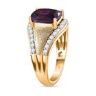 AAA Marokkanischer Amethyst, Weißer Zirkon Ring, 925 Silber Gelbgold Vermeil, (Größe 18.00) ca. 3.14 ct image number 4