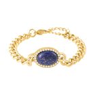 Lapislazuli, Weißer Kristall Armband, ca. 19 cm, Reiner Edelstahl, ca. 10.01 ct image number 0