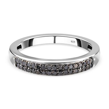 Schwarzer Diamant Ring, 925 Silber platiniert (Größe 16.00) ca. 0,20 ct