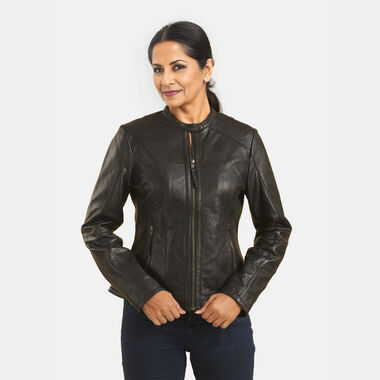 LA MAREY: Motorradjacke aus 100% Lammleder, fallendes Revers, Schwarz 