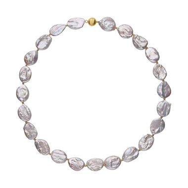 Weiße Keshi Perlen Halskette, ca. 50 cm