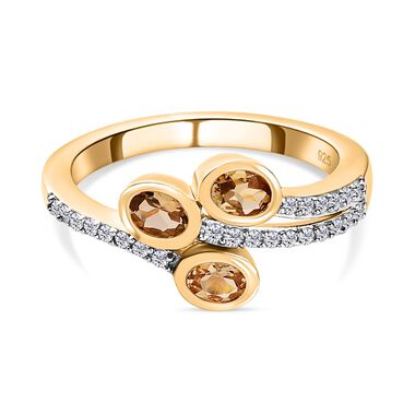 AA natürlicher, goldener Tansanit und Zirkon-Ring - 0,79 ct.