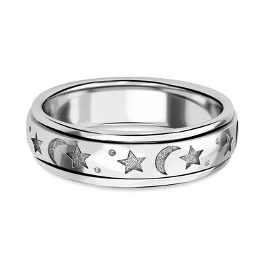 Mystischer Anti-Stress-Spinning-Ring, platiniertes Silber