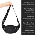 Multifunktionale RFID-geschützte Nylon Bauchtasche mit Schnellverschluss, 36x4x13cm, Marineblau image number 3