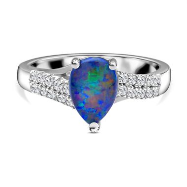 Boulder Opal Triplett und Zirkon-Ring - 1,47 ct.