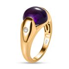 AA Afrikanischer Amethyst, weißer Zirkon Ring, 925 Silber Gelbgold Vermeil (Größe 17.00) ca. 3.99 ct image number 4