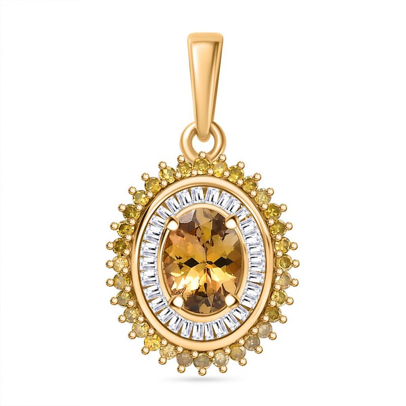 AA Natürlicher goldener Tansanit, gelber und weißer Diamant-Anhänger - 1,11 ct. image number 0