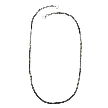 Natürliche Parti-Saphir-Halskette, 50 cm, 925 Silber platiniert, 49,00 ct.