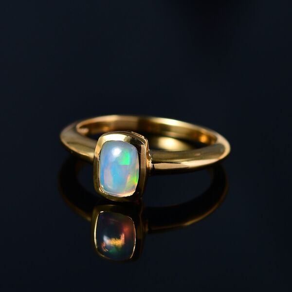 Natürlicher, äthiopischer Welo Opal Ring, 925 Silber vergoldet, ca. 0.64 ct image number 1