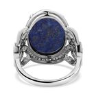 Lapislazuli, weißer Zirkon Ring, Messing (Größe 16.00) ca. 15,30 ct image number 4