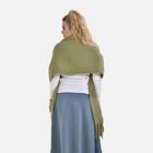 Oversized Damen Winterschal mit Fransen, Khaki image number 1