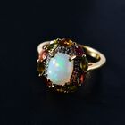 AA Natürlicher, äthiopischer Welo Opal, Mehrfarbig-Turmalin Ring, 925 Silber 750 Gelbgold Vermeil (Größe 18.00) ca. 2.45 ct image number 2